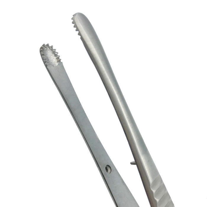 Russian Tissue Forceps, 6" (15cm), Straight, Atraumatic Radially Serrated Cupped Tips
