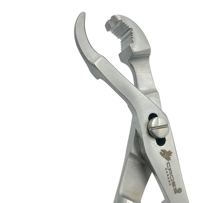 BONE HOLDING FORCEPS, SELF-RETAINING, 9.75" (24.5CM), 1 SERRATED JAW, ANGLED WITH SIDE LOCK