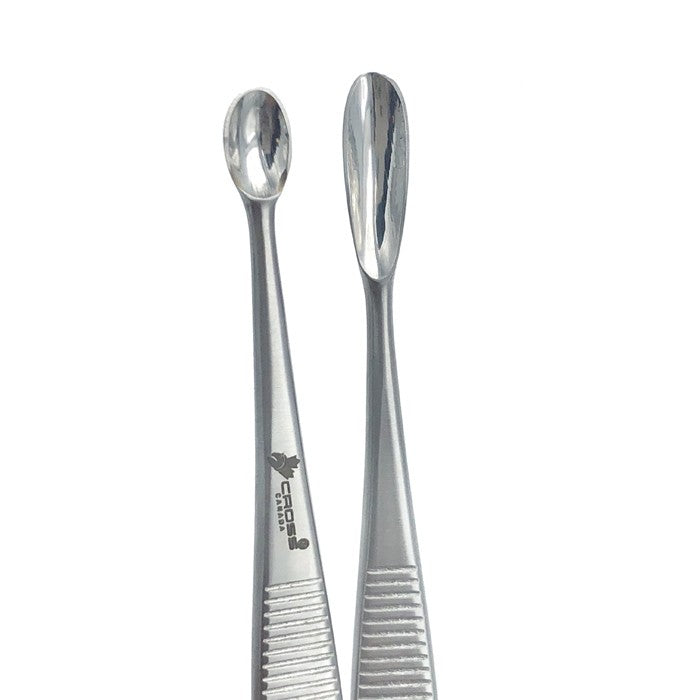 VOLKMAN CURETTE, DOUBLE-ENDED, 6.5" (16.5CM), OVAL CUPS 5MM X 10MM AND 6MM X 20MM