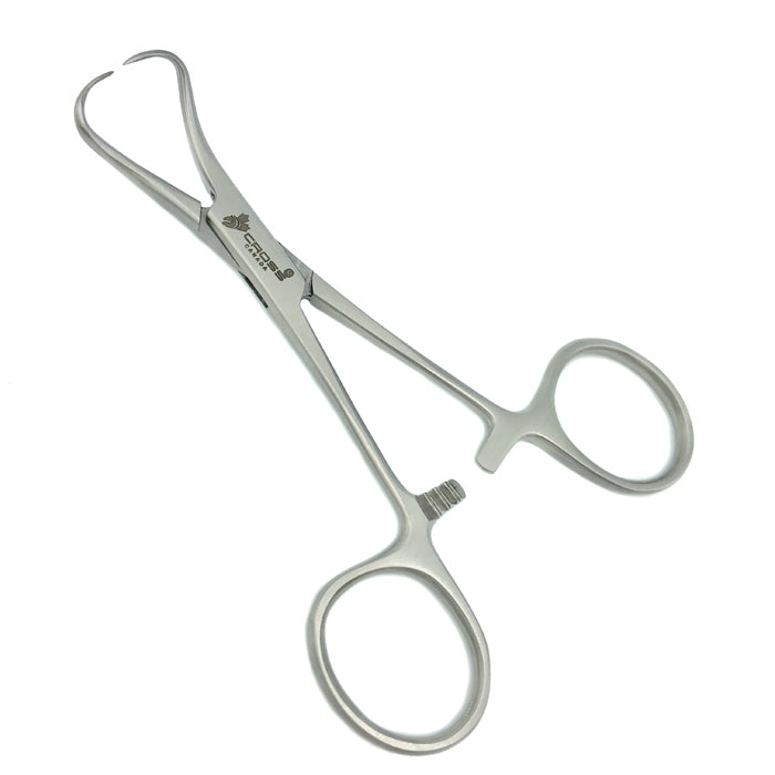 Backhaus Towel Clamp, 3.5" (9cm), Curved, 1x1 Perforating Prongs