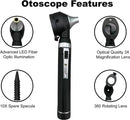 Cross Canada 11-083 Physician Fiber Optic LED Pocket Otoscope Diagnostic Set, Black