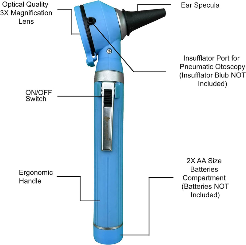 Cross Canada 11-079 Physician Fiber Optic LED Pocket Otoscope Diagnostic Set, Ceil Blue