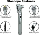Cross Canada 11-078 Physician Fiber Optic LED Pocket Otoscope Diagnostic Set, Gray