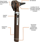 Cross Canada 11-113 Physician Fiber Optic LED Pocket Otoscope Diagnostic Set, Chocolate Brown