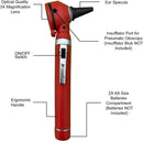 Cross Canada 11-082 Physician Fiber Optic LED Pocket Otoscope Diagnostic Set, Red