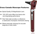 Cross Canada 11-091 Physician Fiber Optic LED Pocket Otoscope Diagnostic Set, Burgundy