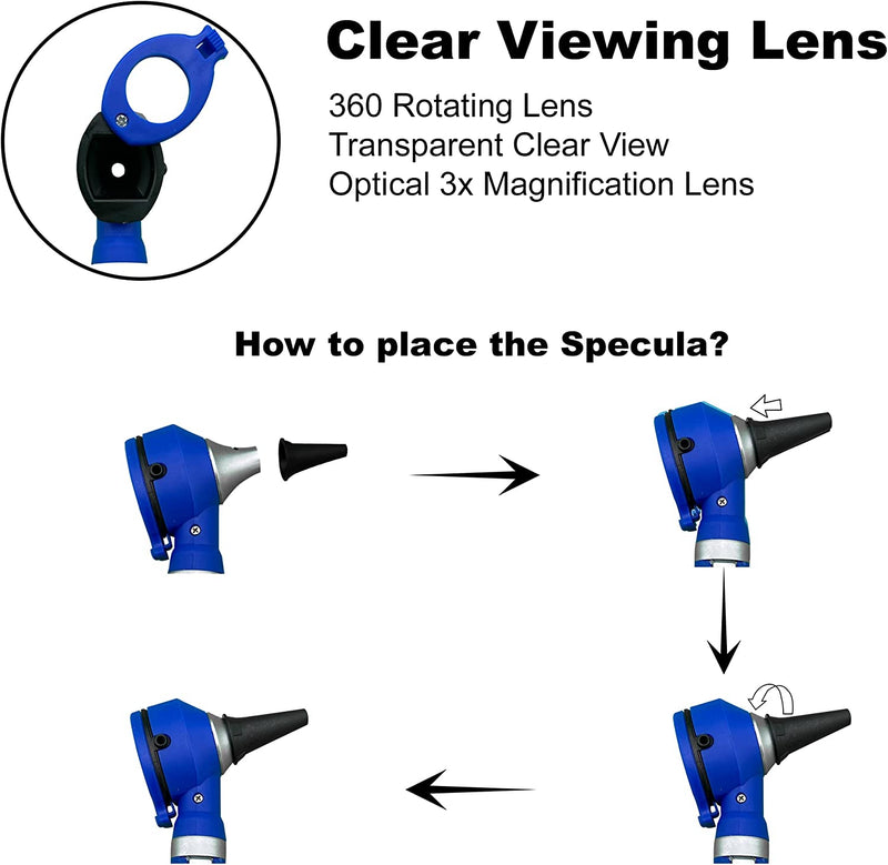 Cross Canada 11-081 Physician Fiber Optic LED Pocket Otoscope Diagnostic Set, Blue