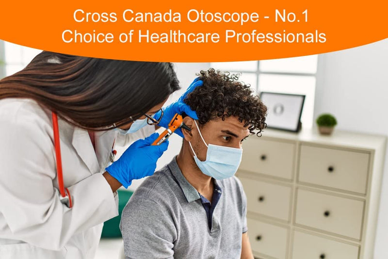 Cross Canada 11-092 Physician Fiber Optic LED Pocket Otoscope Diagnostic Set, Tangerine
