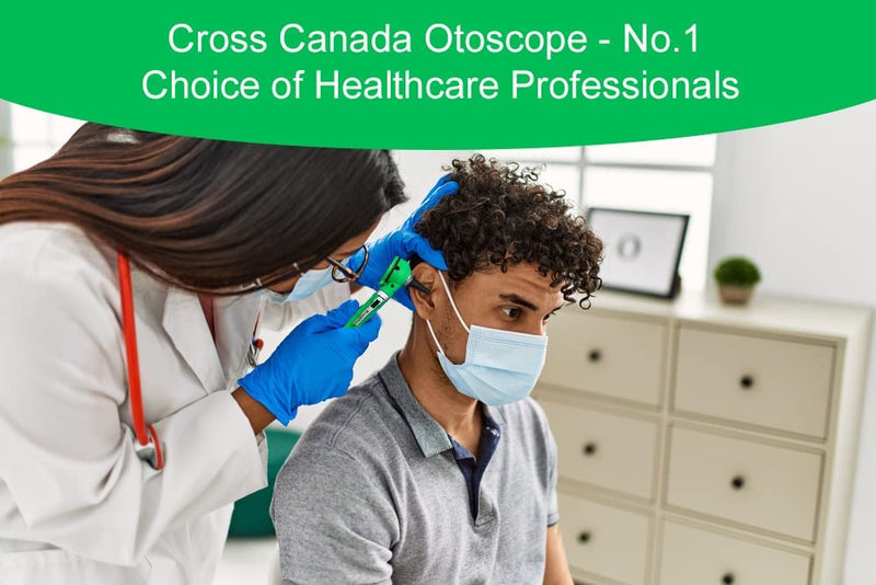Cross Canada 11-084 Physician Fiber Optic LED Pocket Otoscope Diagnostic Set, Green