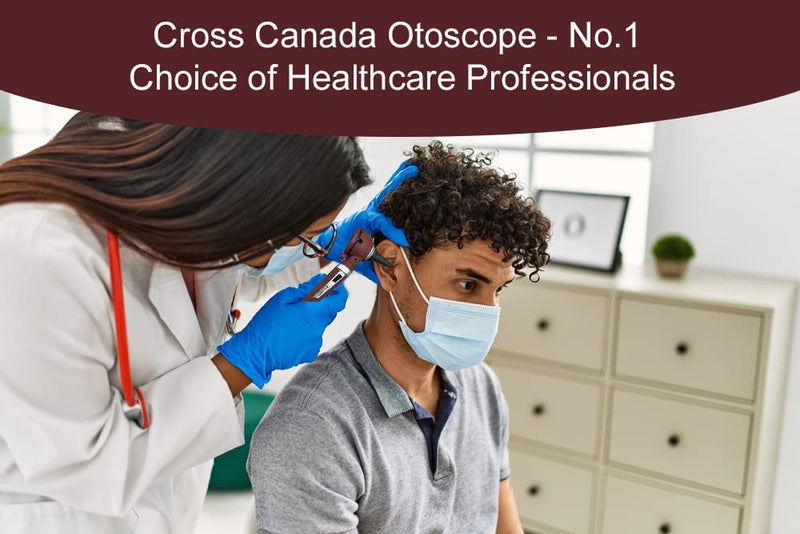 Cross Canada 11-091 Physician Fiber Optic LED Pocket Otoscope Diagnostic Set, Burgundy
