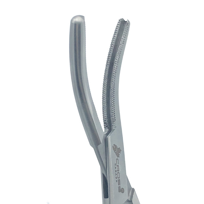Ferguson (Fergusson) Angiotribe Forceps, 7.5” (18cm), Curved, Serrated with Longitudinal Groove